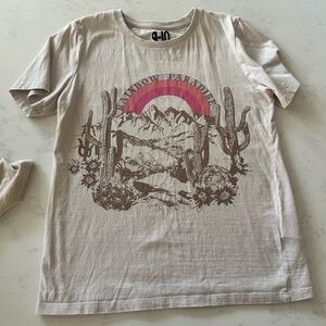 COTTON ON KIDS Cactus brown beige cream shirt size 9/10 rainbow pink